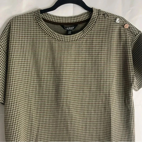 NWT Lauren Ralph Lauren Houndstooth Jacquard Crewneck Short Sleeve Top, size PM - Picture 6 of 12
